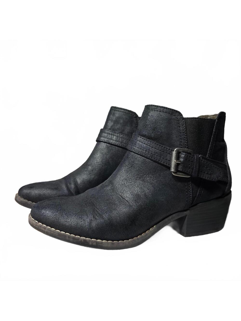 Size 8 Black ankle boots with buckle strap - White Mountain "Hadley"